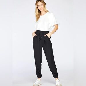 Gentle Fawn rayon jogger oversized trouser pant neutral minimal black large